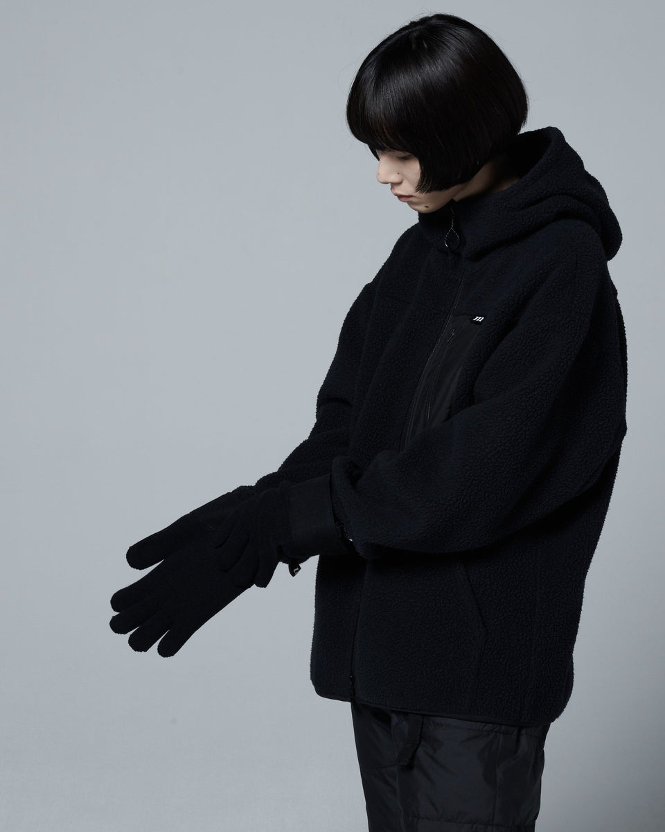 ■新品!maloマーロ／カシミア100%ニットグローブ・手袋　M〜L/ブラック黒 DOUBLE KNIT GLOVES BLACK | ダブルニットグローブブラック
