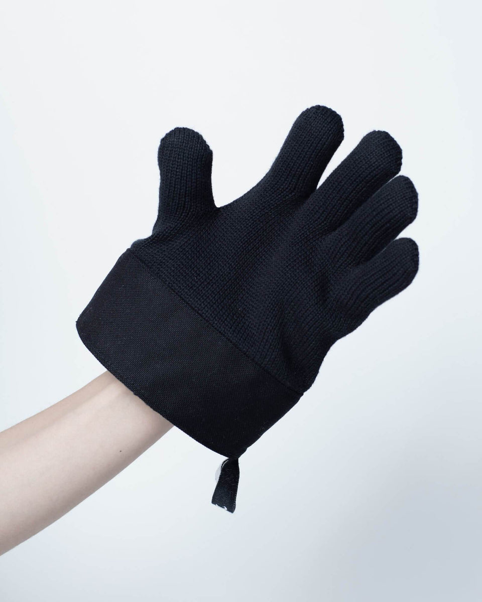 ■新品!maloマーロ／カシミア100%ニットグローブ・手袋　M〜L/ブラック黒 DOUBLE KNIT GLOVES BLACK | ダブルニットグローブブラック